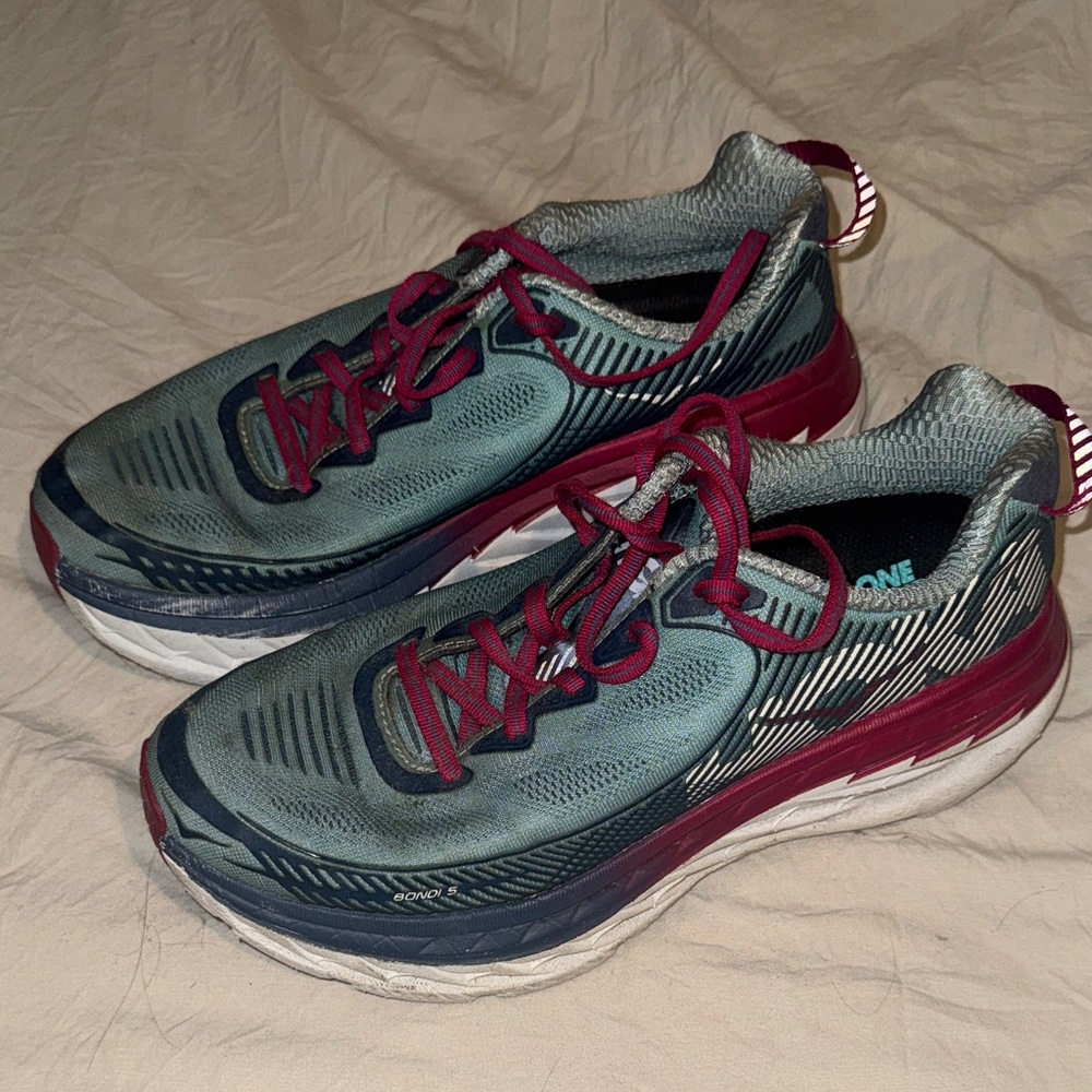 Hoka Women's Athletic Shoes - Teal and Burgundy